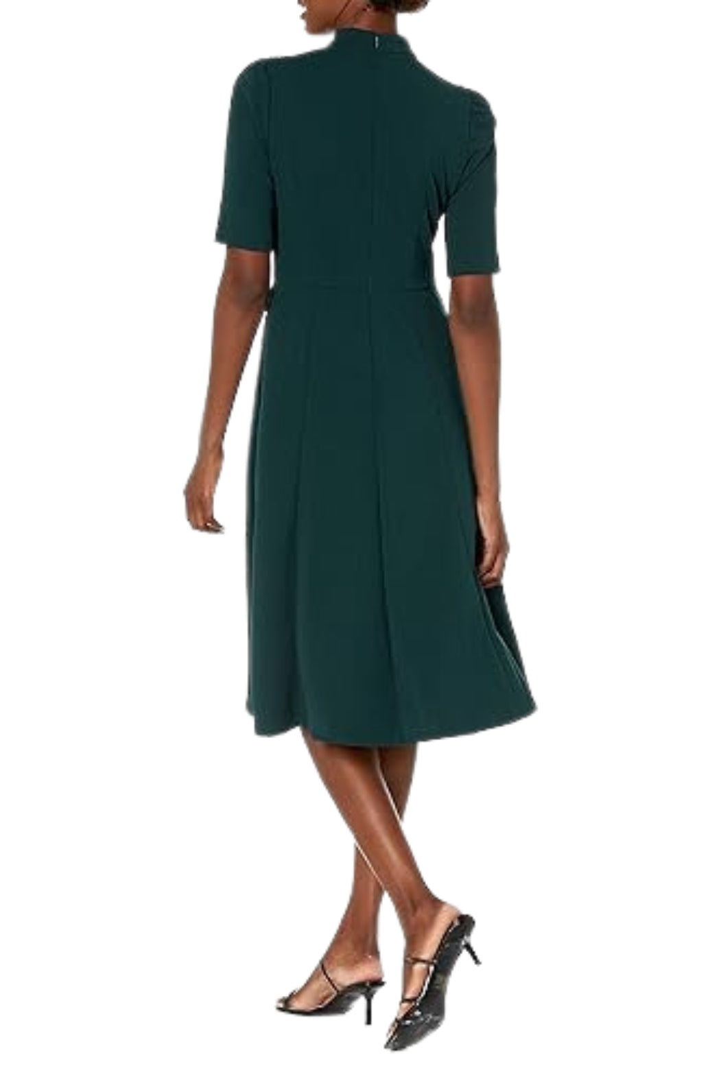 Donna Morgan Mock Neck Crepe Fit and Flare Dress | Available at Curated Brands in Los Angeles Donna Morgan Mock Neck Crepe Fit and Flare Dress | Available at Curated Brands in Los Angeles