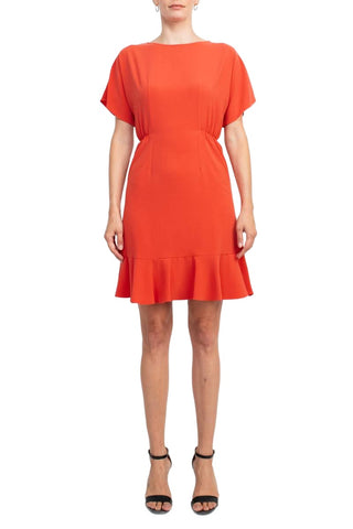 Donna Morgan Crew Neck Short Sleeve Fit & Flare Zipper Back Solid Jersey Dress | Available at Curated Brands in Los Angeles Donna Morgan Crew Neck Short Sleeve Fit & Flare Zipper Back Solid Jersey Dress | Available at Curated Brands in Los Angeles