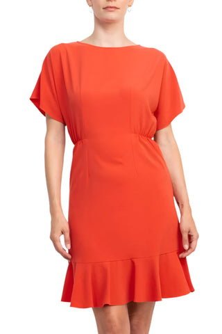 Donna Morgan Crew Neck Short Sleeve Fit & Flare Zipper Back Solid Jersey Dress | Available at Curated Brands in Los Angeles Donna Morgan Crew Neck Short Sleeve Fit & Flare Zipper Back Solid Jersey Dress | Available at Curated Brands in Los Angeles