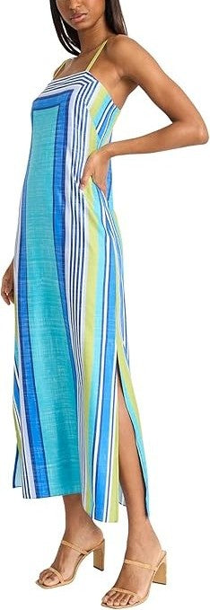 Donna Morgan Woven Square Neck Striped Maxi Dress with Back Zipper