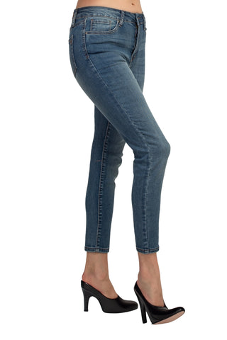 Velvet Heart Mid Waist Skinny Jeans Stretch Button & Zipper Fly Closure Denim Pants with Pockets