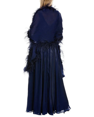 Badgley Mischka Feather Wrap sequin gown