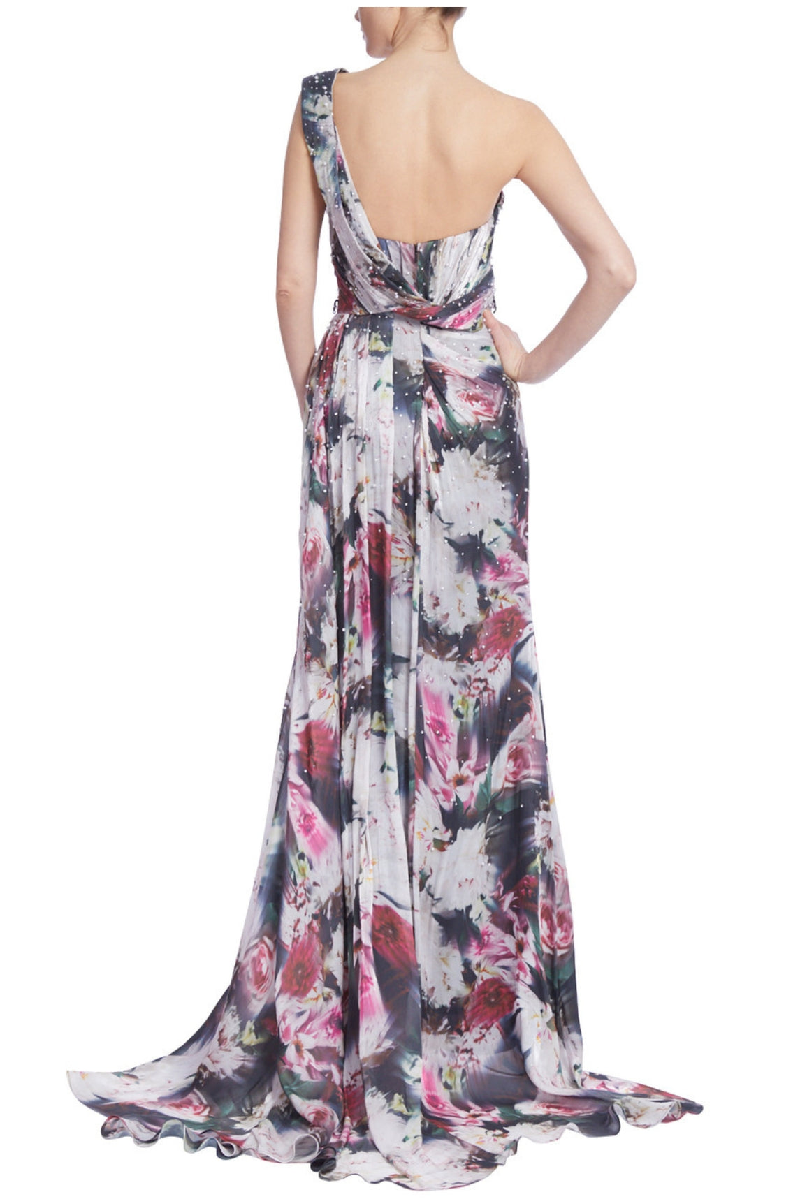 badgley mischka beaded dress Badgley Mischka Beaded Three-Quarter Sleeve Gown Dress