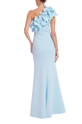 Badgley Mischka Embellished Cascade Bow Ruffles Asymmetrical One-Shoul Curated Brands Badgley Mischka Embellished Cascade Bow Ruffles Asymmetrical One-Shoul Curated Brands