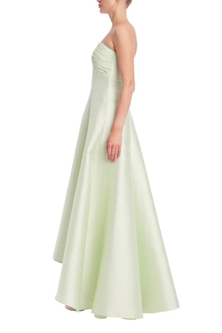 Badgley Mischka Strapless Sweetheart Neckline Zipper Closure High-Low Hem Spearmint Gown Dress