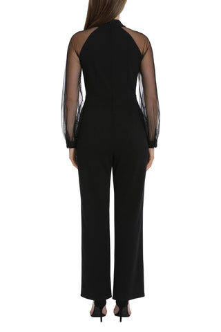 Maggy London Long Sleeve Jumpsuit - BLACK - Back