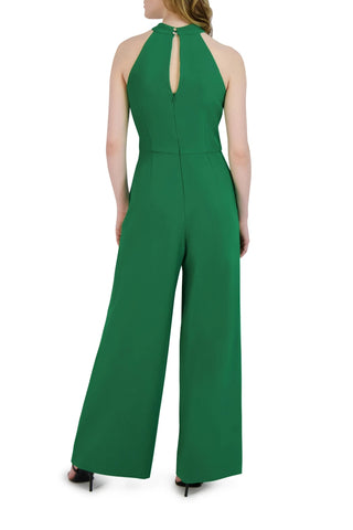 Julia Jordan Crossed Neck Keyhole Racerback Solid Crepe Jumpsuit