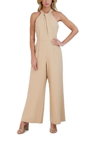 Julia Jordan Crossed Neck Keyhole Racerback Solid Crepe Jumpsuit