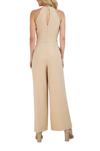 Julia Jordan Crossed Neck Keyhole Racerback Solid Crepe Jumpsuit