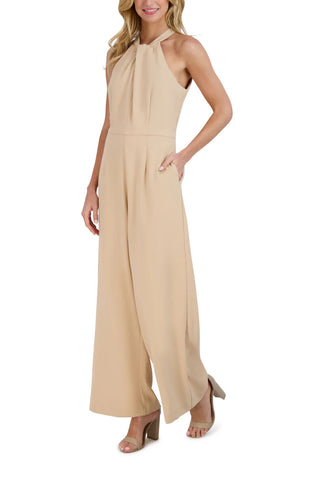 Julia Jordan Crossed Neck Keyhole Racerback Solid Crepe Jumpsuit