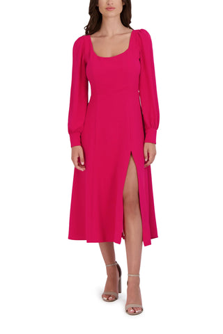 Julia Jordan Long Sleeve Front Slit Dress - PINK - Front