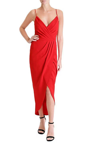 Julia Jordan Stretch Sweetheart Neck Spaghetti Strap Dress - RED - Front 