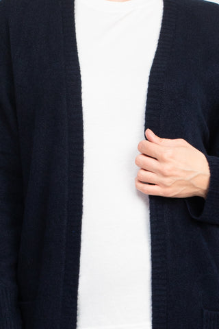 Velvet Heart Open Front Long Sleeve Ribbed Cuffs and Hem Knit Oversize Cardigan with Pockets - Deep Navy - Detail