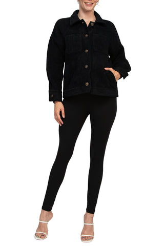 Velvet Heart Collared Button Closure Long Sleeve Knit Jacket with Pockets
