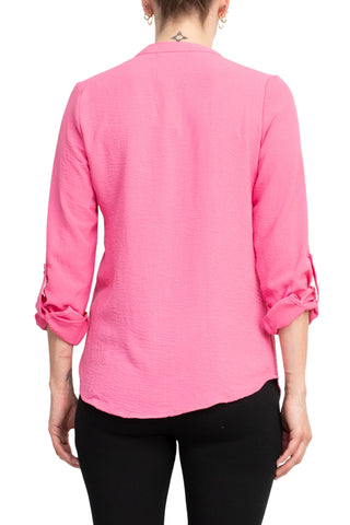 Notations Ruffled Colored Blouse - Pink Cosmo - Back