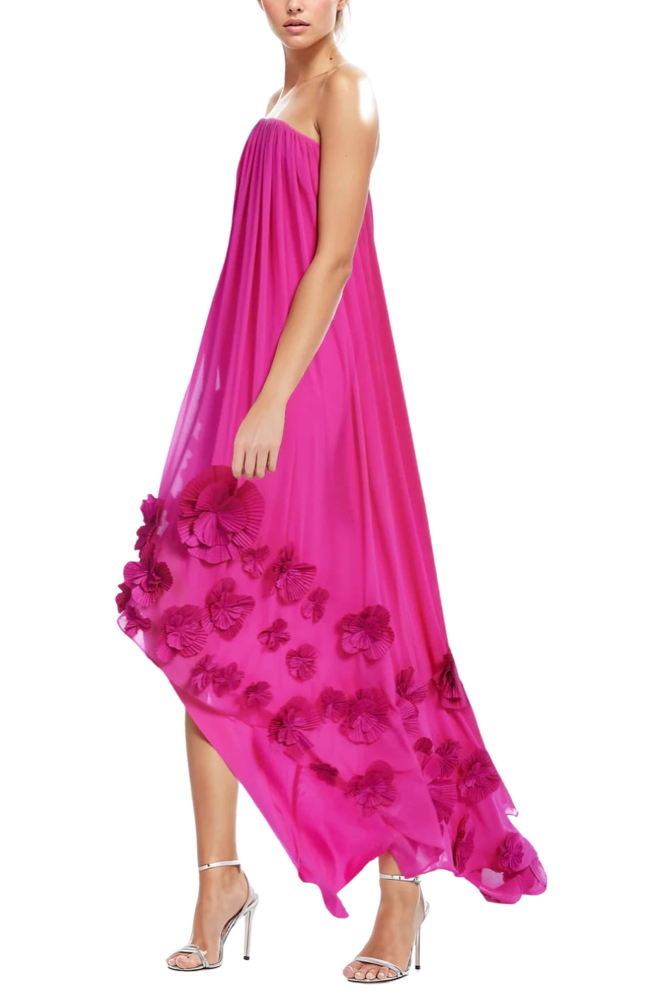 One 33 Social Maeve Strapless Tent Silhouette Floral Asymmetrical Hem – Curated Brands