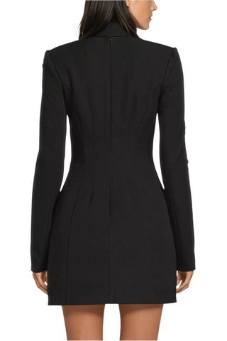 One 33 Social Camryn Crew Neckline Long Sleeves Embellished A-Line Black Mini Dress - BLACK - Back