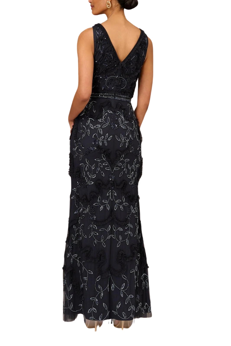 Aidan Mattox Mini Ruffled Beaded Gown | Available at Curated Brands in Los Angeles Aidan Mattox Mini Ruffled Beaded Gown | Available at Curated Brands in Los Angeles
