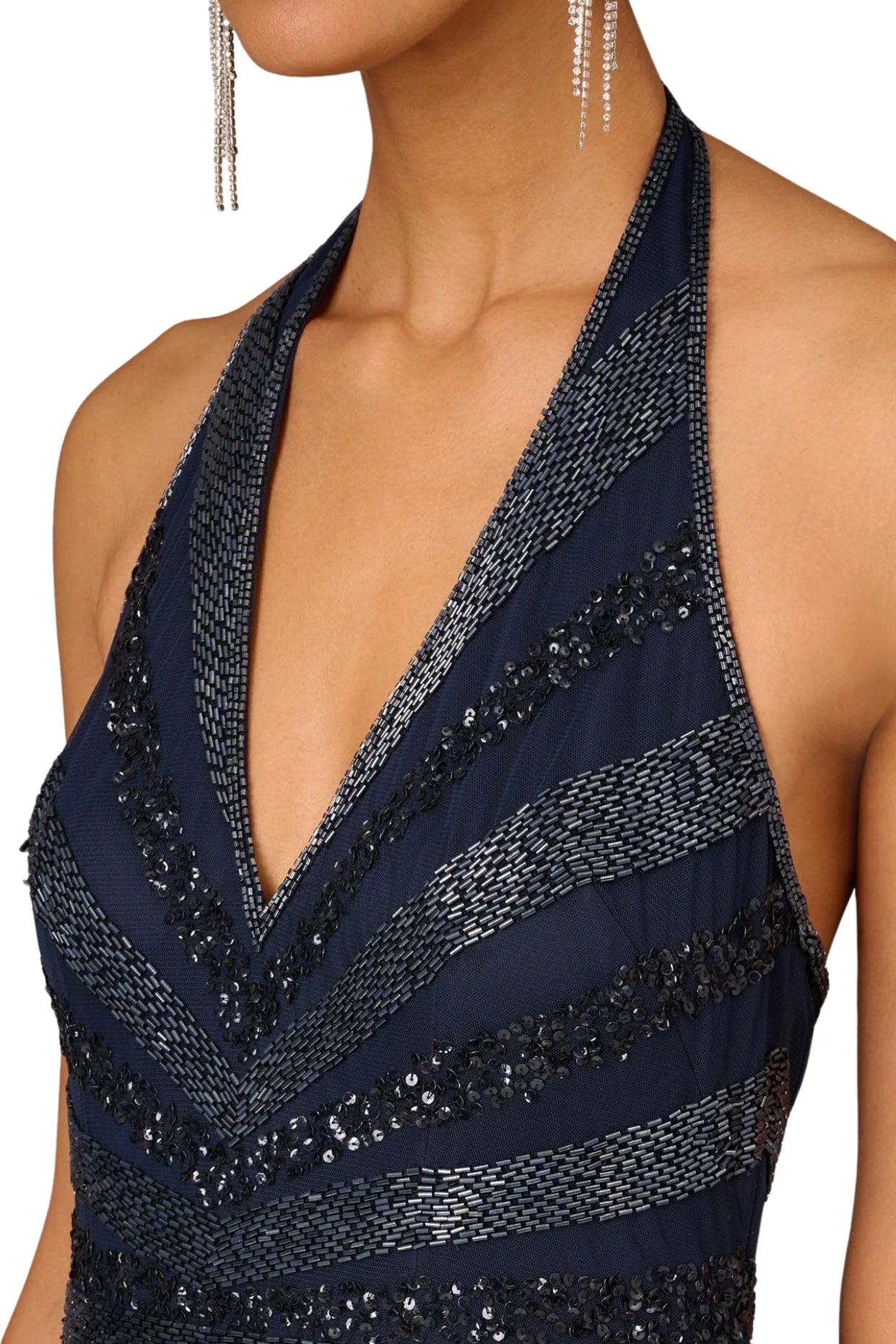 Aidan Mattox V-Neck Halter Beaded Gown | Available at Curated Brands in Los Angeles Aidan Mattox V-Neck Halter Beaded Gown | Available at Curated Brands in Los Angeles