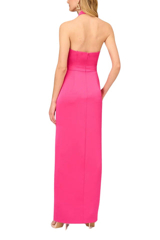 Aidan Mattox Satin Halter Rosette Accent Dress - Pink - Back