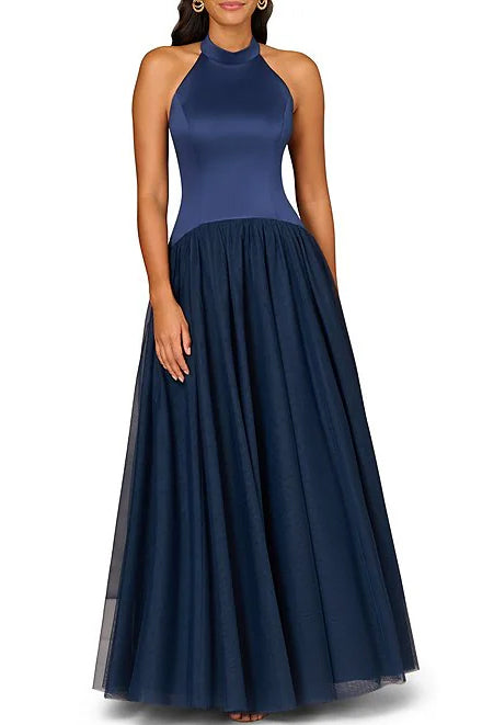 Aidan Mattox Halter Neckline Sleeveless Drop Waist Ball Gown Aidan Mattox Halter Neckline Sleeveless Drop Waist Ball Gown
