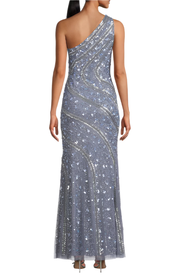 Aidan Mattox Beaded Sequin One-Shoulder Gown | Available at Curated Brands in Los Angeles Aidan Mattox Beaded Sequin One-Shoulder Gown | Available at Curated Brands in Los Angeles