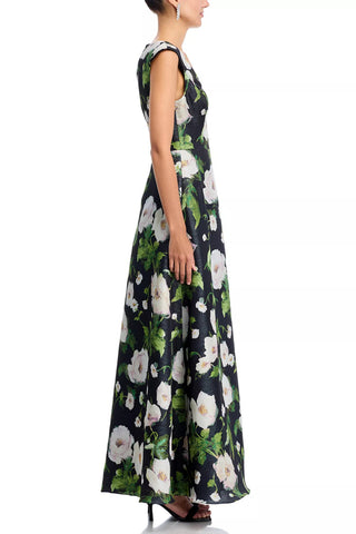 Aidan Mattox V-Neckline Sleeveless Fit Bodice A-Line Gown Maxi Dress