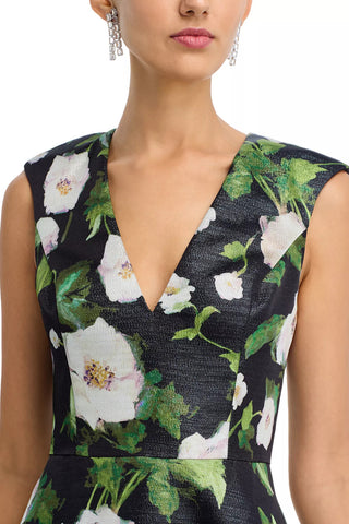 Aidan Mattox V-Neckline Sleeveless Fit Bodice A-Line Gown Maxi Dress