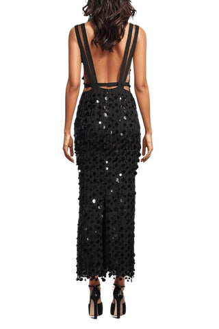 One 33 Social Sequin Paillette Midi Dress - BLACK - Back