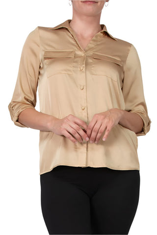 Notations Satin Blouse -CHAMPAGNE - FRONT