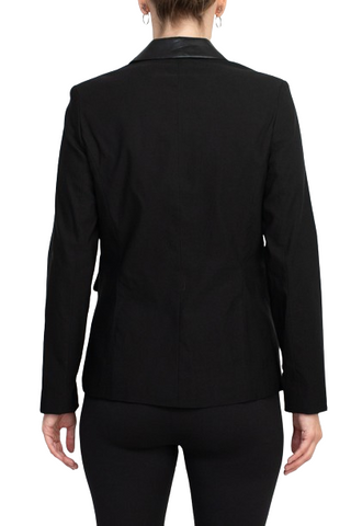 Zac & Rachel notched collar long sleeve one button closure stretch crepe blazer - Black - Black