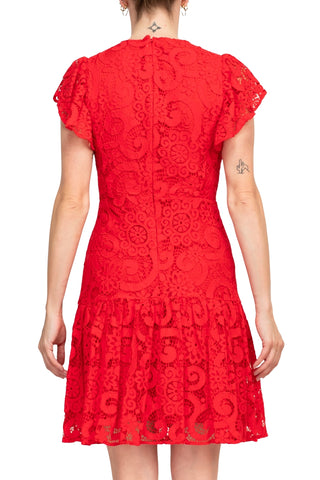 Nanette Lepore Lace Dress - Pure Red - Back
