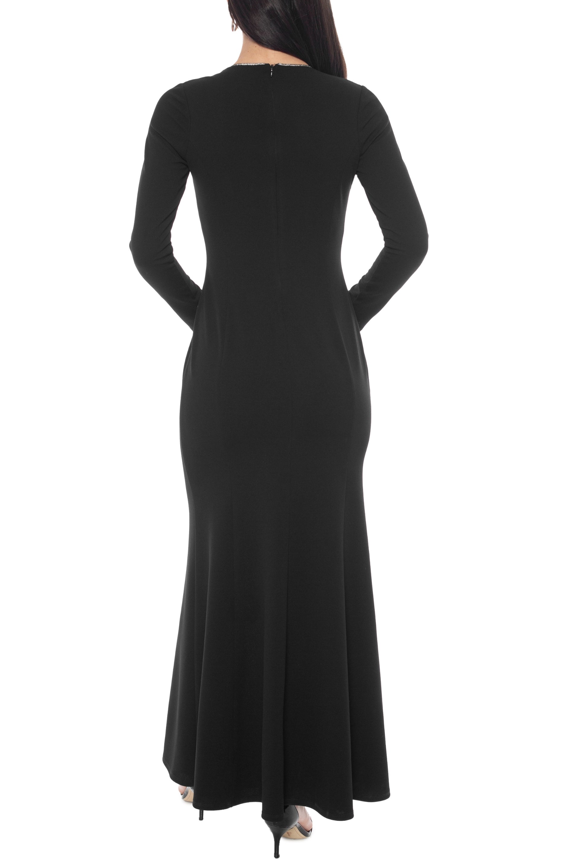 Oleg Cassini Black V-Neckline Long Sleeves Sheath Silhouette Skirt Fro Curated Brands Oleg Cassini Black V-Neckline Long Sleeves Sheath Silhouette Skirt Fro Curated Brands
