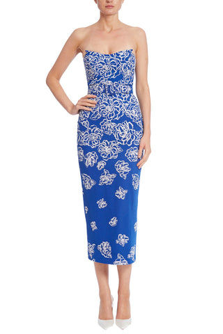 Badgley Mischka Strapless Belted Bodycon Zipper Closure Beaded Mesh Cocktail Dress Badgley Mischka Strapless Belted Bodycon Zipper Closure Beaded Mesh Cocktail Dress