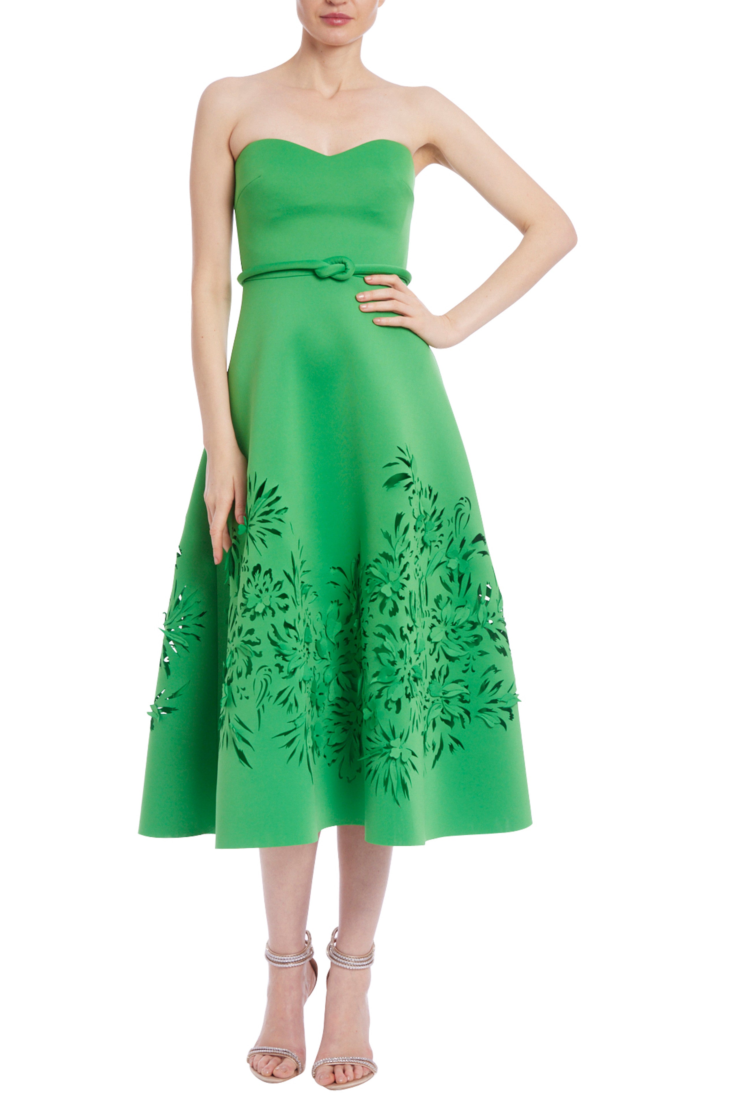 laser cut scuba dress Laser-cut embellished scuba gown - black