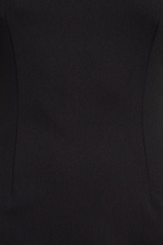 Sage Collective Crew Neck Short Puff Sleeve Hidden Zipper Back Scuba Crepe Dress_Black_Front Detailed View