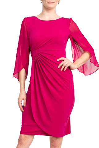 Connected Apparel 3/4 Bell Sleeve Sheath Dress