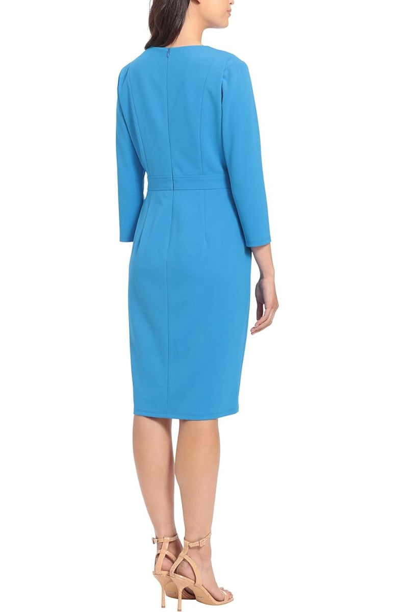 London Times 3/4 Sleeve Seamed Side Tab Fit & Flare Midi Dress | Available at Curated Brands in Los Angeles London Times 3/4 Sleeve Seamed Side Tab Fit & Flare Midi Dress | Available at Curated Brands in Los Angeles