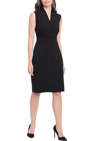 London Times Sleeveless V-Neck Sheath Dress - BLACK - SIDE