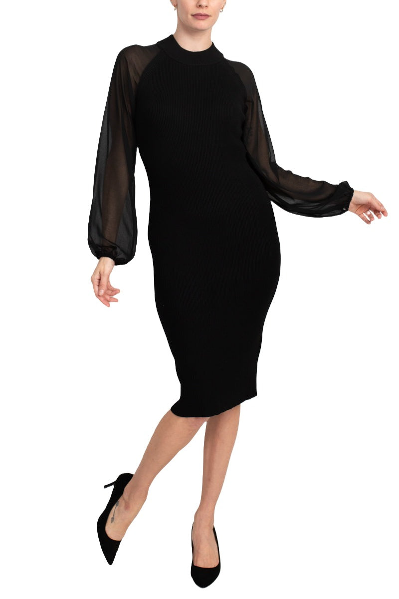 london times long sleeve dress London Times Women's Plus Size Surplus Bodice with Side Cascade Dress