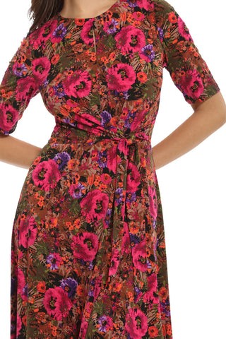 London Times Floral-Print Fit & Flare Dress - FUSCHIA MULTI - FABRIC 