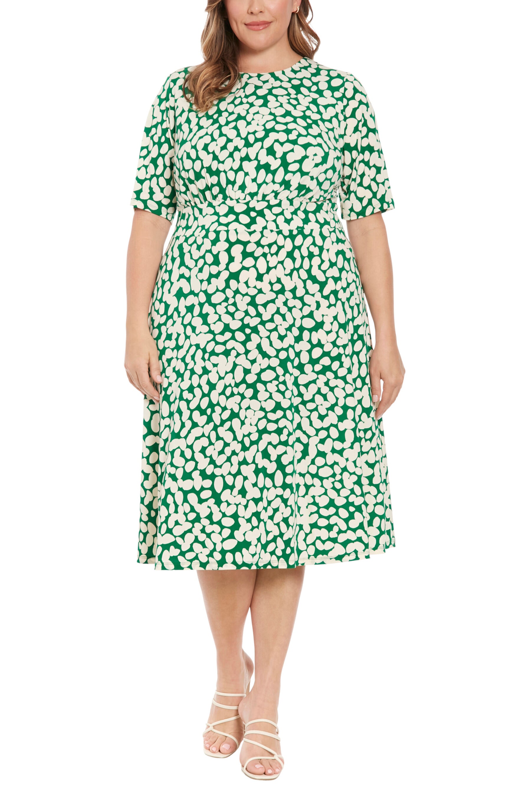 London Times Crew Neckline Elbow Length Sleeves Cinched Waist Fit and Flare Casual Midi Dress (Plus Size) | Available at Curated Brands in Los Angeles | Available at Curated Brands in Los Angeles London Times Crew Neckline Elbow Length Sleeves Cinched Waist Fit and Flare Casual Midi Dress (Plus Size) | Available at Curated Brands in Los Angeles | Available at Curated Brands in Los Angeles