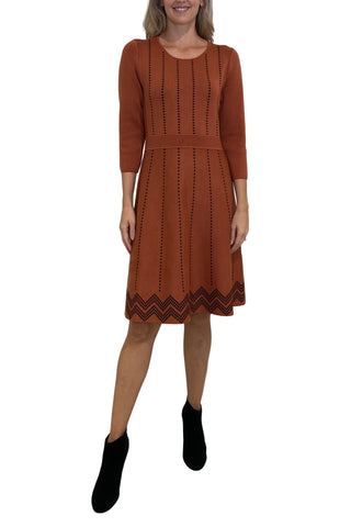 London Times Jewel Neck A-Line Sweater Dress