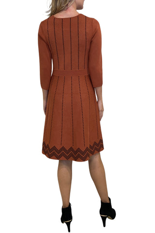 London Times Jewel Neck A-Line Sweater Dress