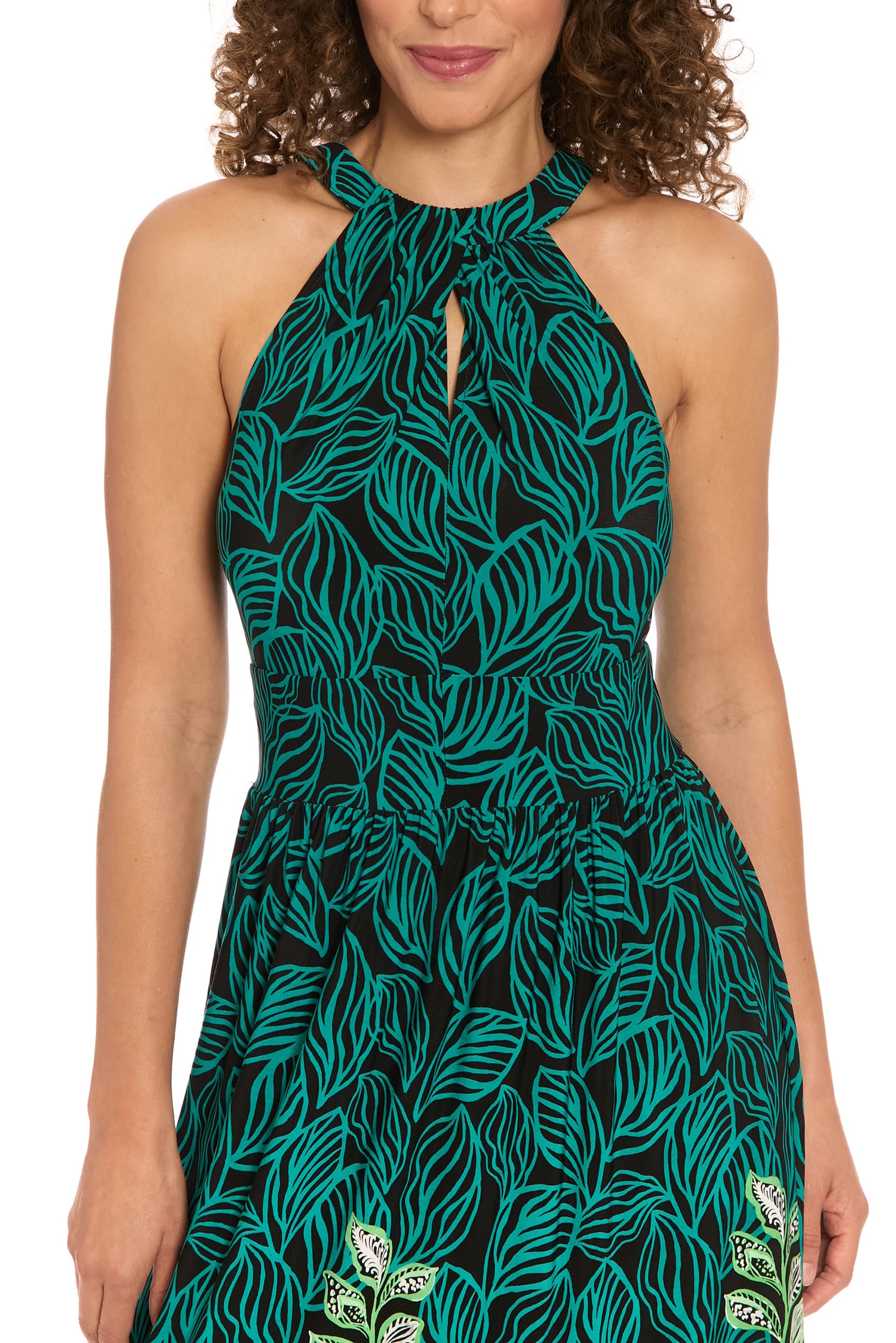 London Times Halter Neckline Keyhole Cutout Sleeveless Side Split Maxi Dress London Times Halter Neckline Keyhole Cutout Sleeveless Side Split Maxi Dress