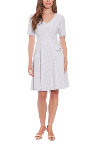 London Times Flap Side Pocket Knee-Length Fit and Flare A-Line Dress | Available at Curated Brands in Los Angeles London Times Flap Side Pocket Knee-Length Fit and Flare A-Line Dress | Available at Curated Brands in Los Angeles