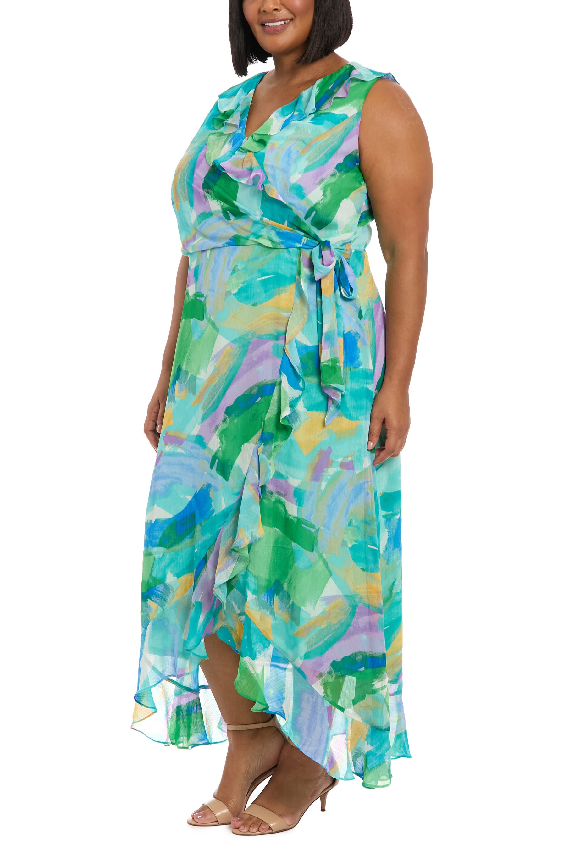 London Times Flattering V-Neckline Flowing Skirt Rosie Maxi Dress (Plus Size) | Available at Curated Brands in Los Angeles London Times Flattering V-Neckline Flowing Skirt Rosie Maxi Dress (Plus Size) | Available at Curated Brands in Los Angeles