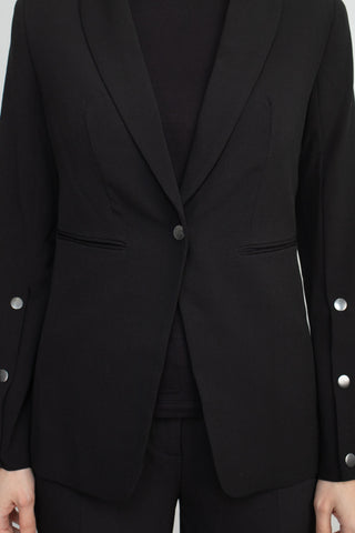 T Tahari Notched Collar Long Sleeve One Button Rayon Blazer