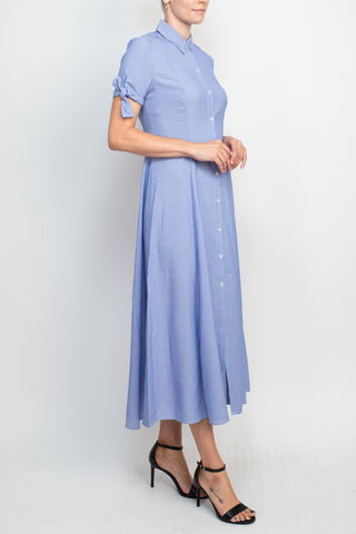 T Tahari Collared Button-down Short Sleeve Ties Stripe Pattern Fit Fla Curated Brands T Tahari Collared Button-down Short Sleeve Ties Stripe Pattern Fit Fla Curated Brands