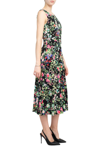 Connected Apparel Boat Neck Sleeveless Ruched Waist Floral Print Fit & Flare Jersey Dress | Available at Curated Brands in Los Angeles Connected Apparel Boat Neck Sleeveless Ruched Waist Floral Print Fit & Flare Jersey Dress | Available at Curated Brands in Los Angeles